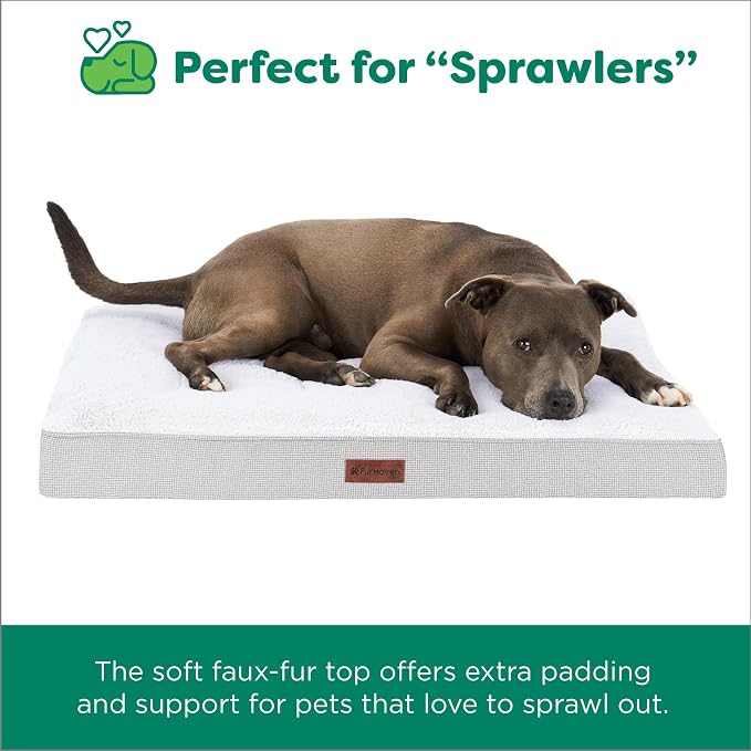 Furhaven Orthopedic Dog Bed – Classic Cushion with Plush Tufted Top, Supportive Foam Mattress, Removable Washable Cover, Joint Relief - Gray, Large