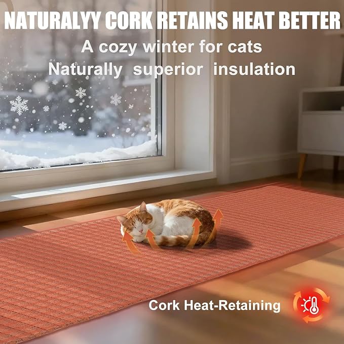 Natural Cork-Cat Scratch Pad-Cat Scratch Mat Rug-Avoid Cat Couch Protector-Cat Scratch Furniture Protector for Post/Sofa/Floor-Indoor Wall Scratchers-Cat Scratching Carpets-Stretching-Kitty Gifts