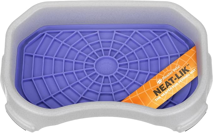 Neater Pets Neat-LIK Dog Lick Mat w/Mess-Proof Tray, Lick Mat for Dogs, Cats, Puppy, Reduces Anxiety & Boredom, Peanut Butter Slow Feeder, Interactive Treat Licking Pad (Purple/Vanilla Bean)