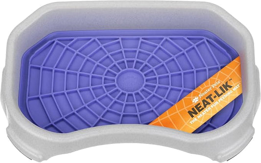 Neater Pets Neat-LIK Dog Lick Mat w/Mess-Proof Tray, Lick Mat for Dogs, Cats, Puppy, Reduces Anxiety & Boredom, Peanut Butter Slow Feeder, Interactive Treat Licking Pad (Purple/Vanilla Bean)