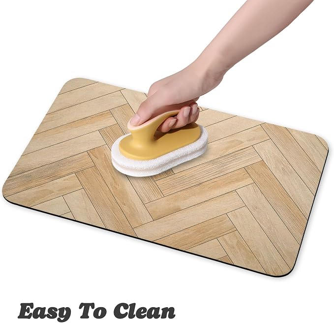 Dog Food Mats,Cat Absorbent Water Bowl Feeding Mats Pet Placemats for Food and Water Brown Wood Grain 12 * 20 inch