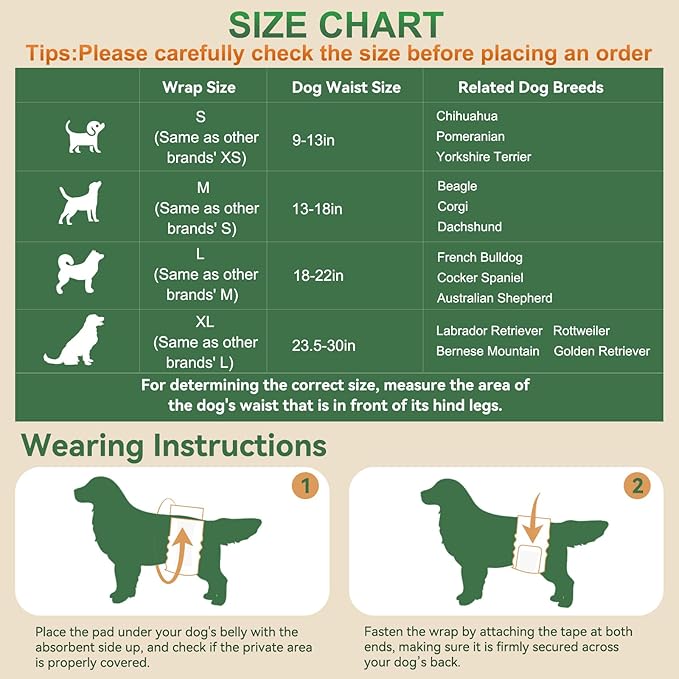 Dog Diapers Male,50 Count X-Large Adjustable Male Dog Diapers Disposable,Dog Belly Bands for Doggie & Puppy,Male Dog Wraps,Super Absorbent & Wetness Indicator(XL Same as Other Brands' L)