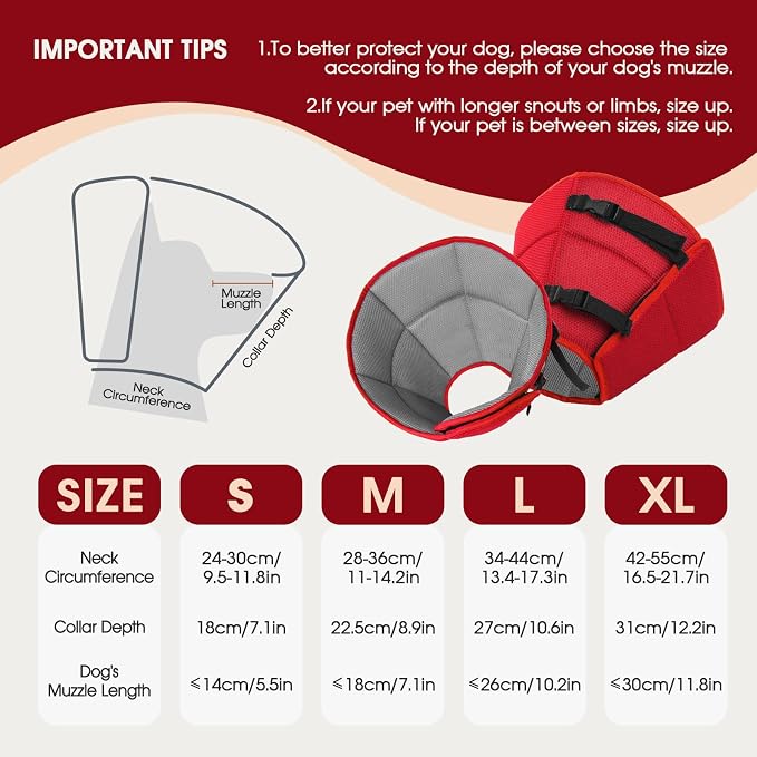 Dog Cone for Large Dogs After Surgery, Adjustable Soft Recovery Cone Collar for Dogs to Stop Licking, Professional Elizabethan Collar for Pet, Recovery Cones for Wound Healing & Hot Spots