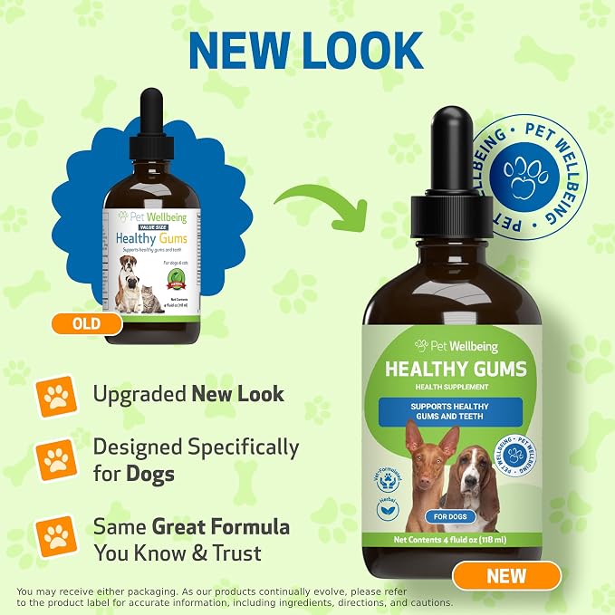 Pet Wellbeing Healthy Gums for Dogs - Topical Drops for Oral Care, Dental Health & Fresh Breath - NASC Certified & Vet-Formulated - 4 oz Liquid