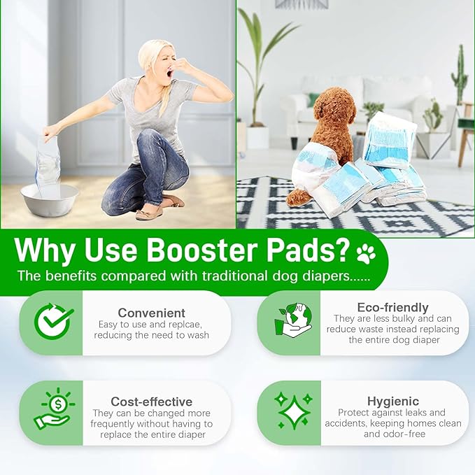 Dog Diaper Liners 100ct Super Soft and Absorbent Dog Diaper Booster Pads for Male Dog Belly Bands or Female Dog Diapers(X-Large, 100pcs)