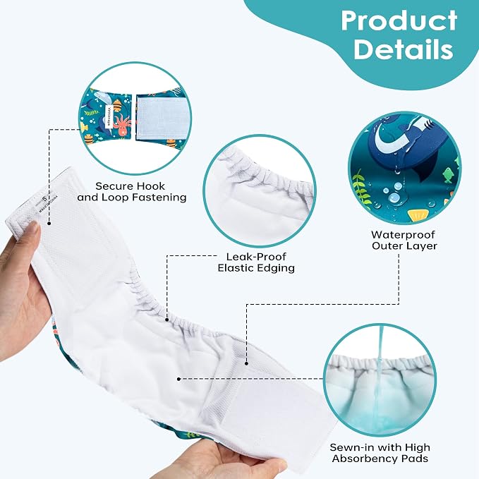 5 Pack Dog Diapers Male Reusable Belly Bands Washable for Medium Male Dogs, High Absorbency for Puppy & Doggy, Size M