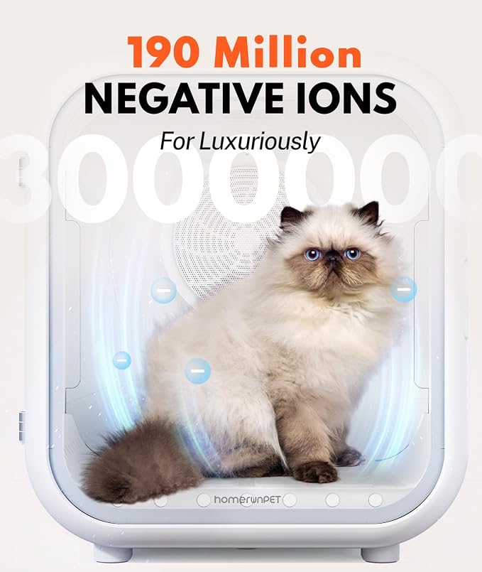 HomeRunPet Pet Dryer Box, 62L Automatic Cat Dryer with Patented Fresh Air Ventilation, Quiet 360° Even Drying, Smart Temperature Control, Ideal for Large Cats & Small Dogs (Drybo Pro)