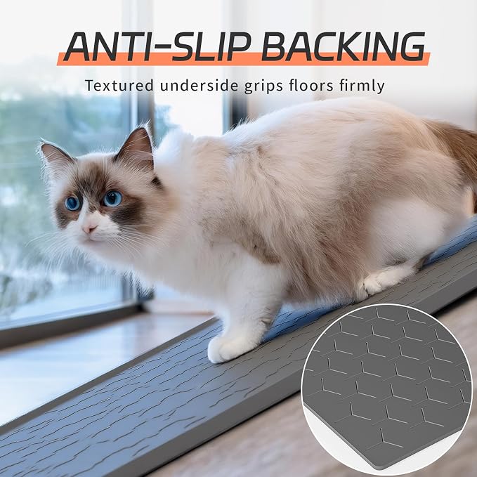 Bulkniu Extra Large Silicone Cat Litter Mat, Waterproof/Urineproof, Litter Recycling, Easy to Clean, Soft on Kitty Paws (28"X40"-Dark Grey)