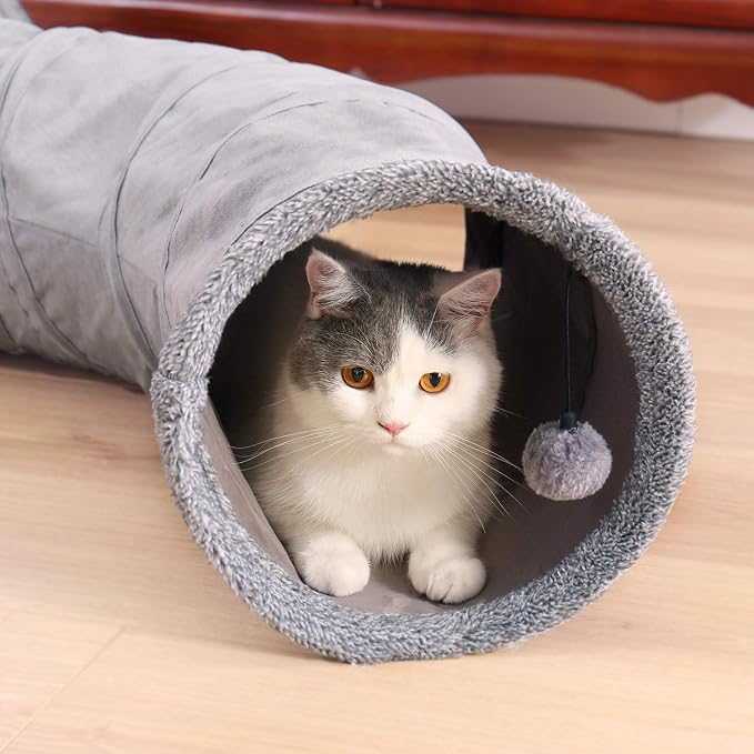 PAWZ Road Cat Tree, 30 Inches Cat Tower Bundle with PAWZ Road Cat Tunnel Collapsible S Shape 10.5 Inches in Diameter