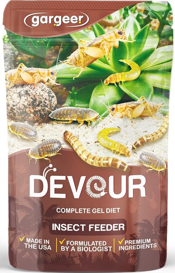Gargeer Bugs and Insects Food. Complete Gel Diet for Roaches, Crickets, Worms, Dubia, Fly, etc. Made in The USA, Using Premium Nutritional Ingredients. 3oz Powder Turns into 1 Pound of Ready Food.