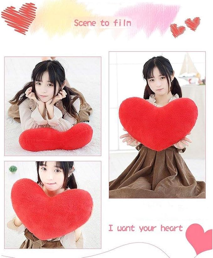 YINGGG Cute Plush Red Heart Pillow Love Pillow Cushion Toy Throw Pillows for Kids' Friends Fit for Living Heart Throw Decorative Pillows