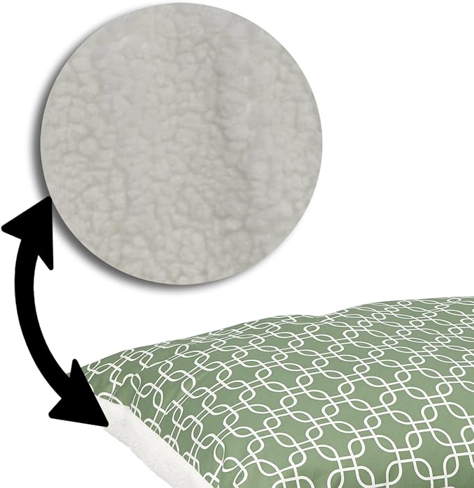 MidWest Homes for Pets Over-Stuffed Dog Bed feat, Medium, 27 x 36, Medium Dog Breed, Green Geometric Pattern