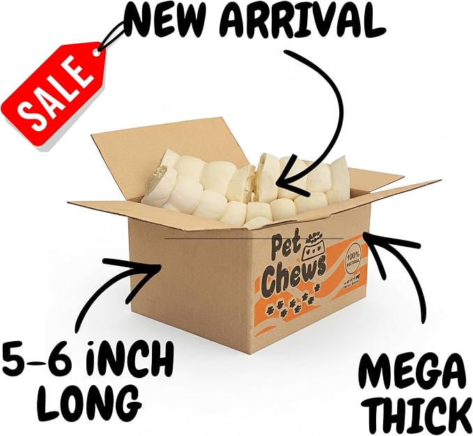 Beef Cheek Rolls (12-Pack) 5-6" Mega Thick | Long Lasting Dog Chews, Odor Free & Fully Digestible | 100% Natural Beef Retriever Rolls for Medium & Large Dogs