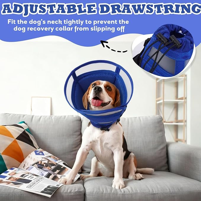 Dog Cone for Dogs After Surgery,Foldable Dog's Cone Collar,Adjustable E Collar Alternative to Stop Licking,Pet Cones for Dog & Cats,Doggy Surgery Collar,Dogs Recovery Collars & Cones,Blue,S