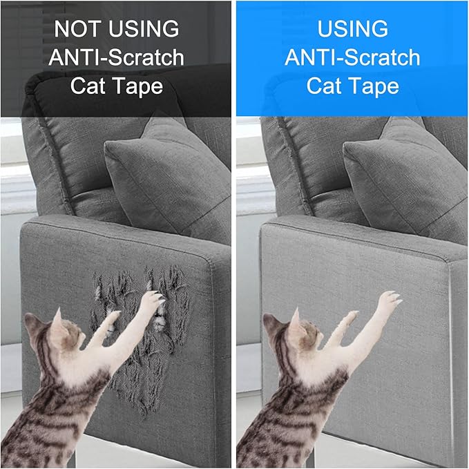 Anti-Cat Scratch Furniture Protector from Cats scratching-18-Pack Clear Sofa Guard Tape for Couches, Deterrent Pet Protection Film to Stop Cats Clawing Corners & Edges