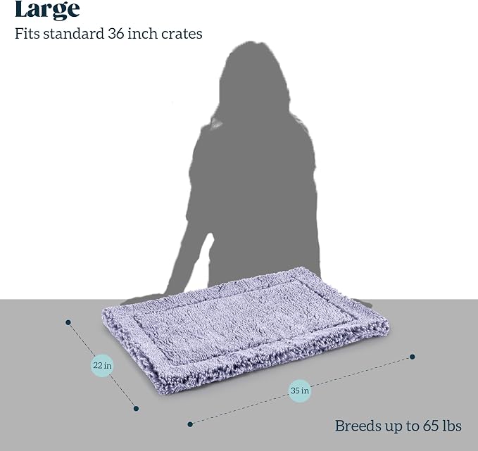 PELZIN Stoutwool Indestructible Dog Bed - Fluffy Chew Proof Dog Crate Pad - Tough Kennel Pad for Aggressive Chewers - Washable, Ideal for Large Breeds & Fits 36-Inch Crate - 35"x22", Jacaranda