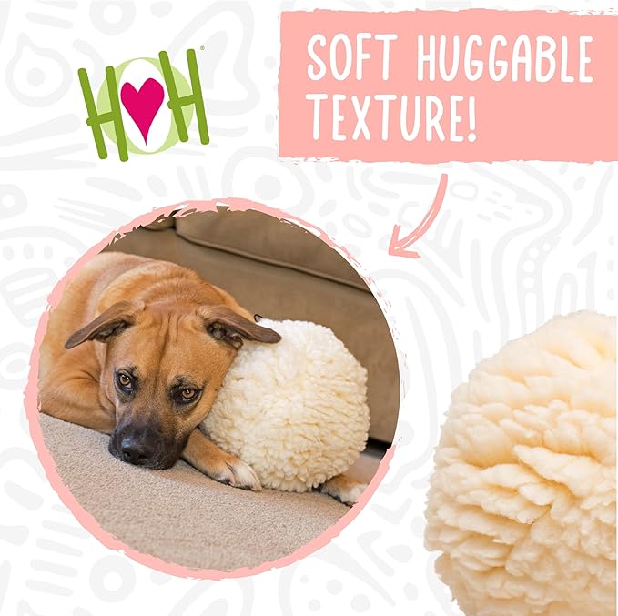 HuggleHounds Plush Ball Dog Toy & Treat Dispensing Ball - Interactive Enrichment Toys for Dogs, Durable Stuffed Soft Plush for Small and Large Breeds - 8" HuggleFleece, Large