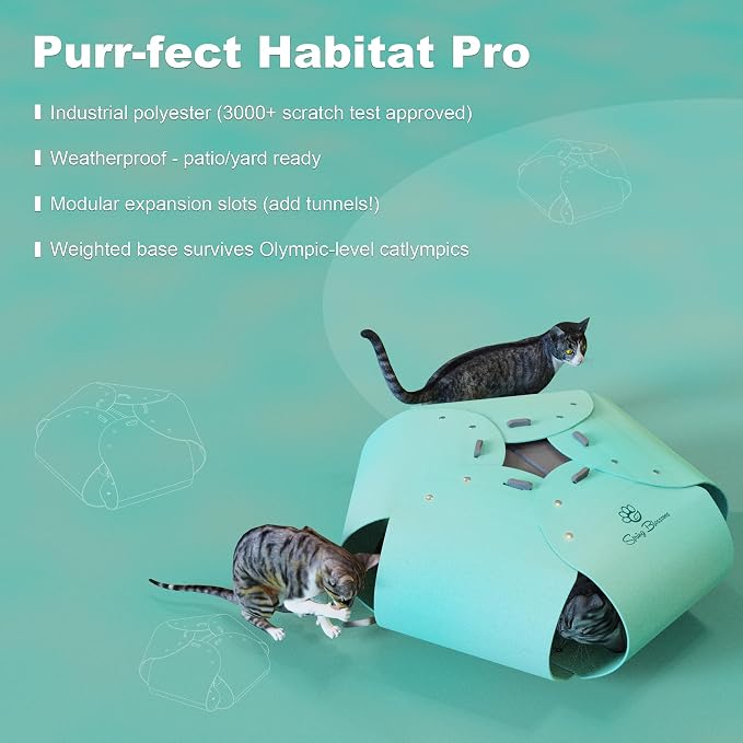 Cat Tunnel, Cat Cave for Indoor Cats Bed,Scratch Resistant Cat Toys for Medium Large Cats Hide and Seek Toy (Sky Cyan)