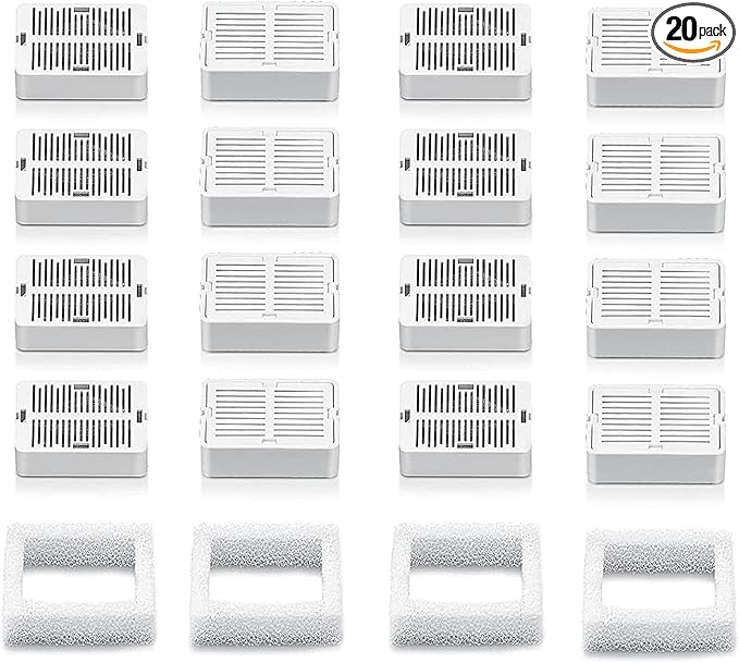 Cepheus 16 Pack Cat Water Fountain Filter with 4 Foam, Cupcake Pet Fountain Replacement Filters for Ceramic Cat Water Fountain, Carbon Fountain Filter Set