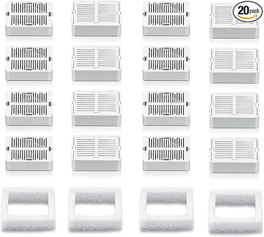 Cepheus 16 Pack Cat Water Fountain Filter with 4 Foam, Cupcake Pet Fountain Replacement Filters for Ceramic Cat Water Fountain, Carbon Fountain Filter Set