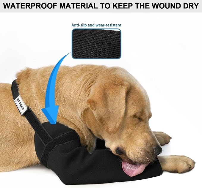 Front Leg Dog Recovery Sleeves - Cone Collar Alternative, Waterproof Abrasion-Resistant Washable 2.5mm Thick, Prevents Licking, Keeps Wounds Dry, 24-Hour Wear (Black, S)