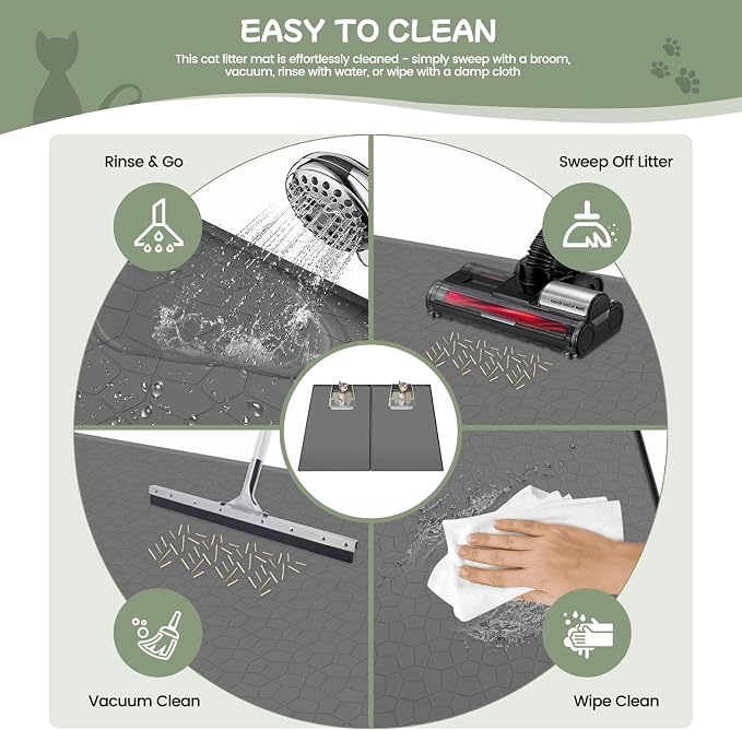 Homegroove 2Pcs Silicone Cat Litter Box Mat, 34"x22" Large Litter Box Mat for Litter Trapping, Waterproof Kitty Litter Mat for Indoor Cats, Cat Litter Catcher Mat for Floor, Non-Slip, Easy to Clean
