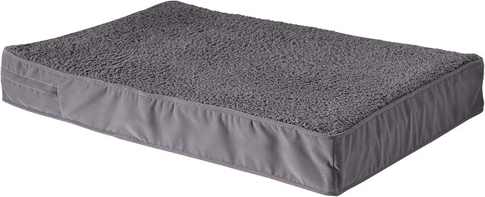 Happy Hounds Oscar Rectangle Orthopedic Foam Sherpa Dog Bed, Large (48 x 36 in.), Pewter