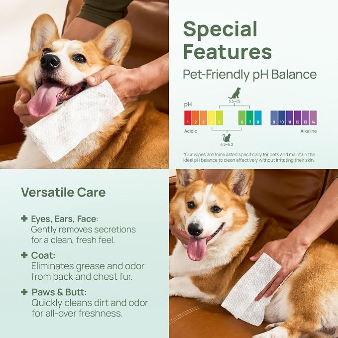 HICC PET Dog Wipes Cleaning Deodorizing 400 Counts, Vet-Trusted Anal Gland Wipes – Helps Stop Butt Scooting, Paw Licking & Eliminates Fishy Odor, Hypoallergenic Pet Grooming Wipes for Paws and Butt