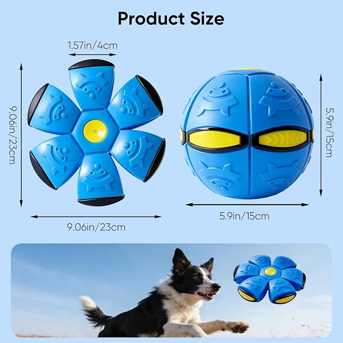 3 Pack Pop Up Balls, Magic Bouncing Balls | 6 LED Lights, Flying Saucer Ball Toy, Transforming Pop Up Ball, For Large Medium Small Dogs, Outdoor Interactive