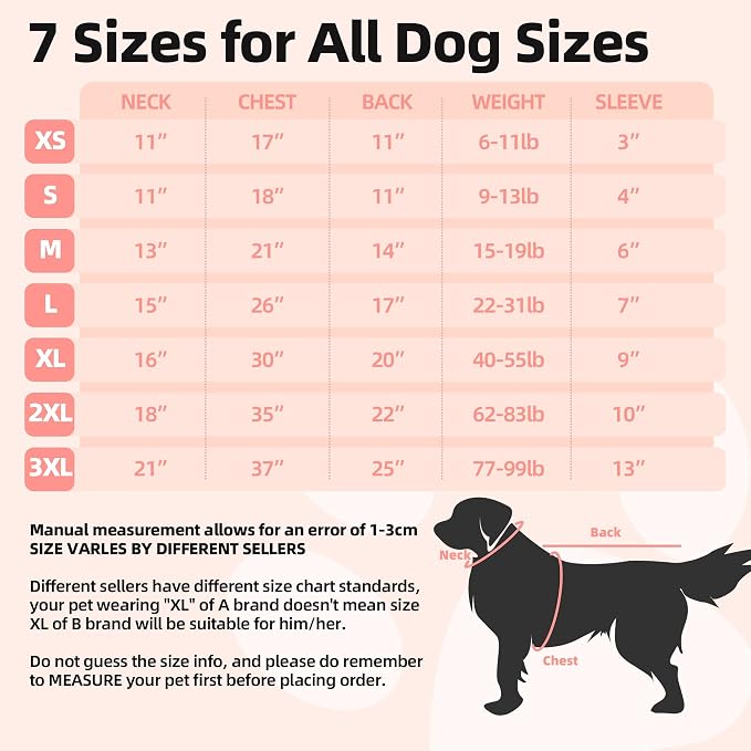 Dog Recovery Suit After Spay-Prevents Lick & Shed (Pink,3XL) | Soft, Breathable cotton onesie protects abdominal surgical areas by preventing licking,scratching,and shedding