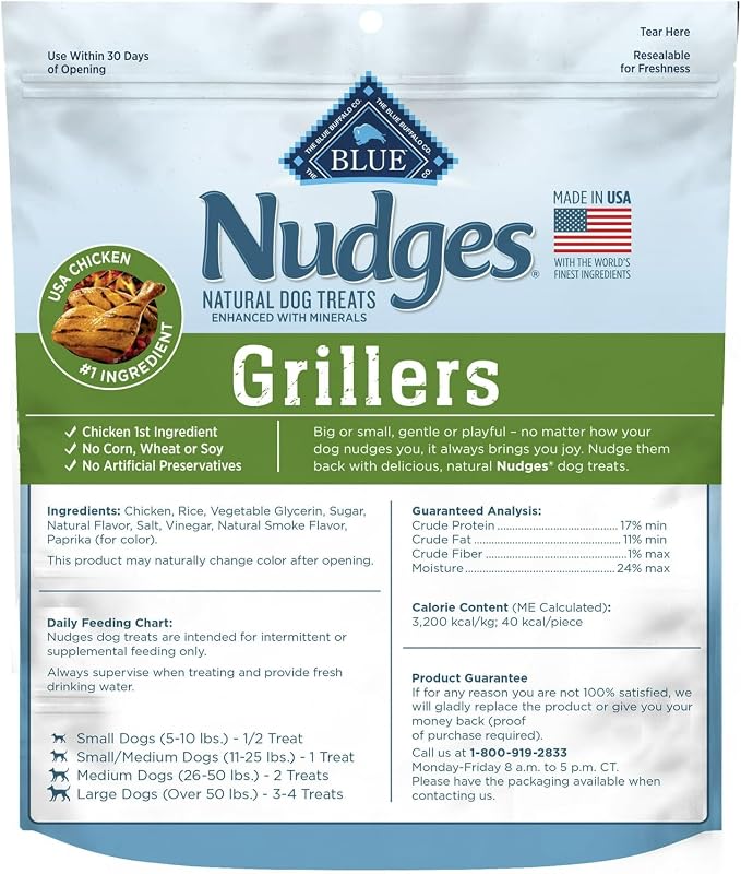 Nudges Grillers Natural Dog Treats Made with Real Chicken, 16-Oz. Bag, Made with Real Chicken for A Taste Dogs Just Can't Resist