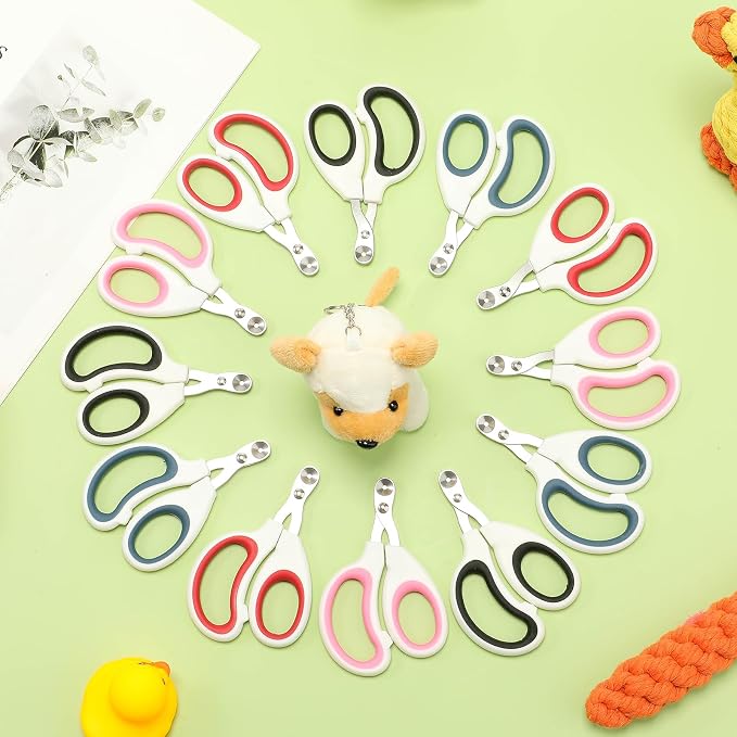 Therwen 12 Pcs Cat Nail Clipper Bulk Cat Nail Trimmer Kitten Claw Clippers Pet Nails Cutter Claw Care for Cats Kittens Bunny Puppy Rabbit Gatos Sharp Safer (Single-Hole,White Series)