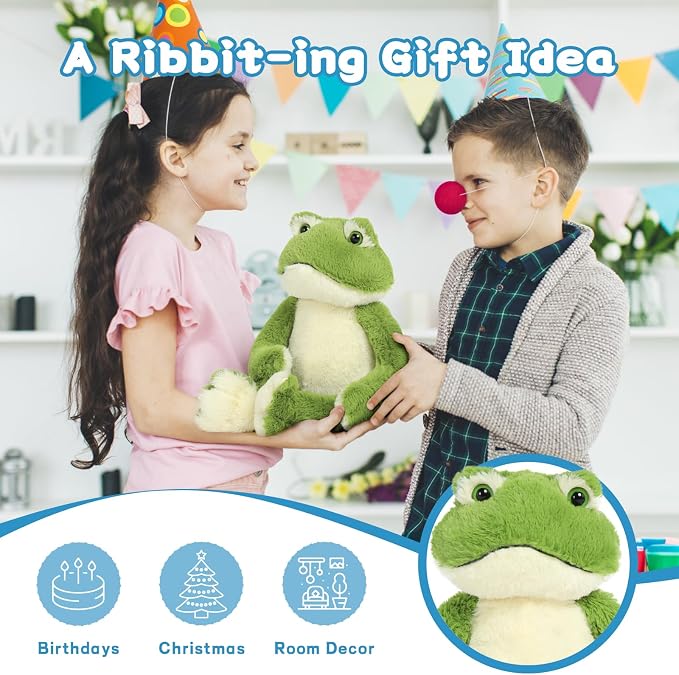 Muiteiur 17.7 Inch Plush Frog Stuffed Animal, Cute Frog Soft Toy with White Belly, Stuffed Frog Plush Toy Gift for Kids Girlfriend