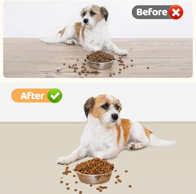 Dog Food Mat, Extra Large 51" x 25.6" Silicone Pet Feeding Mat with Raised Edge Pet Placemat for Small, Medium, and Large Pets Non-Slip, Easy to Clean (Beige)