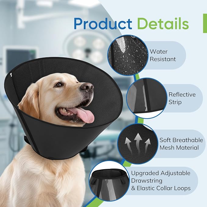 Soft Dog Cone Collar to Stop Licking After Surgery, Mesh Breathable Pet Recovery Collar for Large Medium Dogs, Elizabethan Cone Alternative(XL)