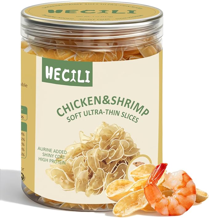 Chicken & Shrimp Soft Cat Treats,Ultra-Thin Slices, Easy-Chew Snacks for Picky Cats, Kittens & Seniors (Chicken & Shrimp)