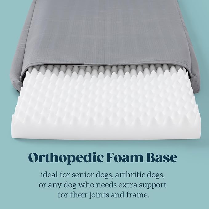 PELZIN Cybarmour Chew Proof Dog Bed - Orthopedic Indestructible Dog Crate Pad - Outdoor Waterproof Kennel Mat for Aggressive Chewers - Medium Breeds & Fits 30-Inch Crate - 29"x18", Limestone