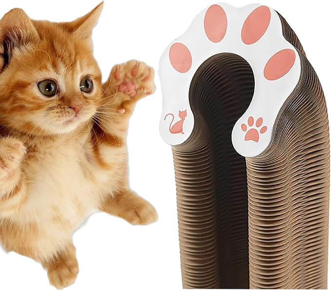 2-Pack Kitty kurls cat Scratcher – Foldable Magic Organ Cat Play Toy with Reversible Corrugated Pads & Bell Ball Interactive Board for Indoor Cats