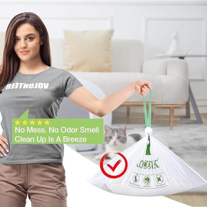 Cat Litter Box Liner Compatible with Litter Box Robot 4 & 3, Waste Bags 100 Pack, Waste Drawer Liners Heavy Duty White