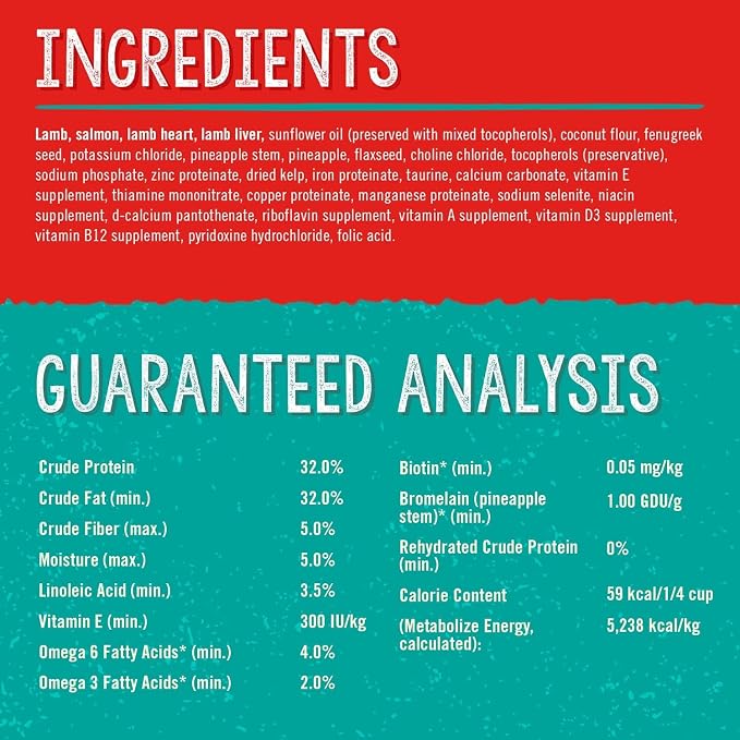Stella & Chewy's – Stella’s Solutions Skin & Coat Boost – Grass-Fed Lamb & Wild-Caught Salmon Dinner Morsels – Freeze-Dried Raw, Protein Rich, Grain Free Dog Food – 4.25 oz Bag