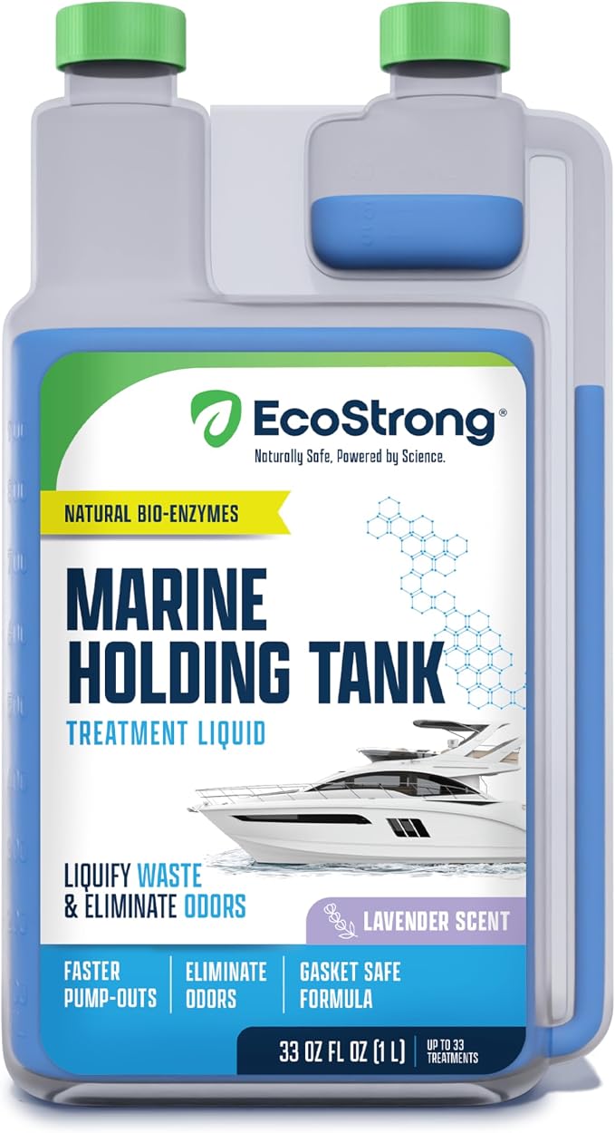 Eco Strong Marine Holding Tank Treatment | Powerful Enzymatic Black Water Digesting Liquid - Eliminates Tank Odor and Breaks Down Waste (33 oz)
