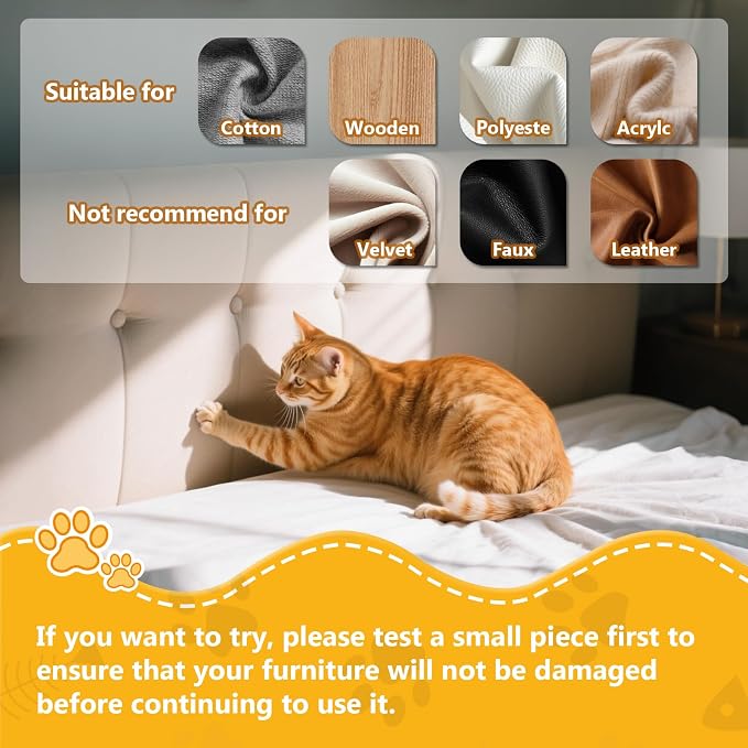 Anti Cat Scratch Furniture Protector, 12 Pcs Self-Adhesive Couch Protector for Cat Claws, Heavy Duty Couch Cover Furniture Protectors from Cats Scratching Tape for Sofa, Corner, Door, Chair