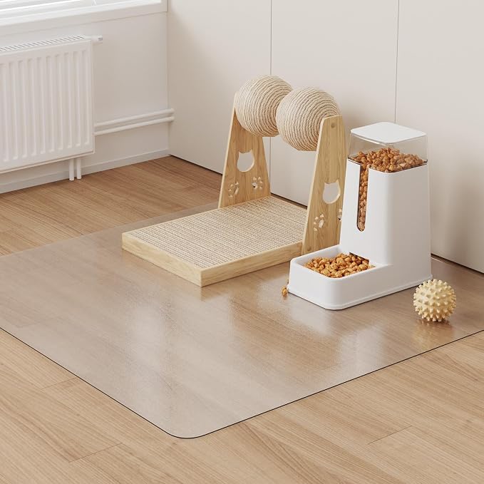3x3ft Clear PVC Floor Mat, 2mm Thick Waterproof Protective Mat for Hard Floors, Under Refrigerator, Pet Bowls, or Appliances – Cuttable, Easy to Clean
