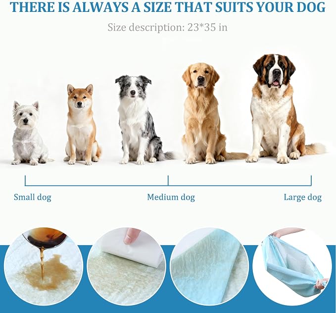 23"x35" Disposable Dog Pee Pads 20 Count Medium Dog Pads for Small Apartments Travel Pet Sitting Leak-Proof Odor-Control