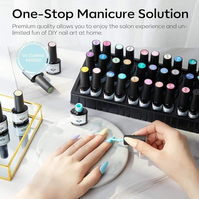 modelones 24 Pcs Gel Nail Polish, 20 Colors Summer Gel Polish Set Magenta Bright Glitter Hot Pink Neon Gel Nail Polish Colors with Bond Primer Glossy & Matte Top Base Coat Manicure DIY Gifts for Women