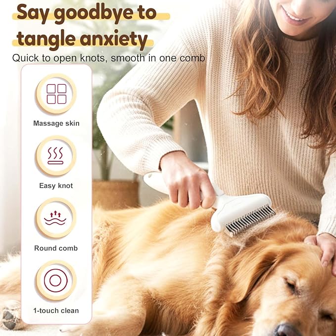 Pet Grooming Brush, 2026 Upgrade Undercoat Rake, Dematting Comb for Dogs and Cats, Removes Tangles Knots and Loose Fur Designed for Thick Coats Long Hair Daily Pet Grooming Use