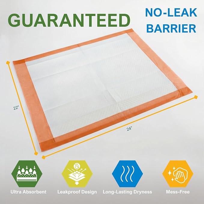 MED PRIDE Dog Training Pads with Attractant, 100 Count Disposable Puppy Pee Pads, 22 x 24 in, 6-Layer Ultra Absorbent Potty Pads with Leakproof Backing for Dogs, Cats & Small Pets