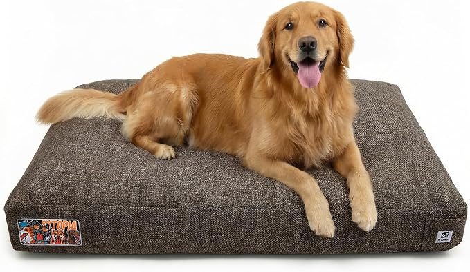 Sytopia 42 Inch Durable Dog Beds for Extra Large Dogs, Waterproof Pet Crate Pad with Machine Washable Removable Cover, Great for Indoor, Outdoor, Crate, Patio Use, Brown