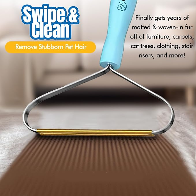 Pet Hair Removal Broom, Handheld Pet Hair Removal Rake & Reusable Lint Roller, Telescopic 56"" Adjustable Handle, Pet Hair Remover for Furniture, Carpet, Rugs, Cars and Bedding