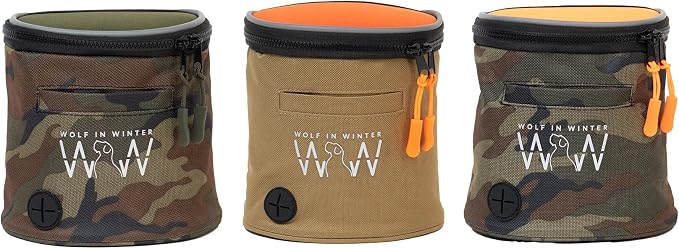 Quickdraw Dog Treat Pouch – Training Bag with Poop Bag Dispenser, Clicker Holder and Waist Belt – Hands-Free, Reflective and Durable for Puppy Training, Walks and Hikes (Orange/Camo)